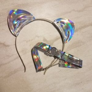 Holographic cat ears and collar